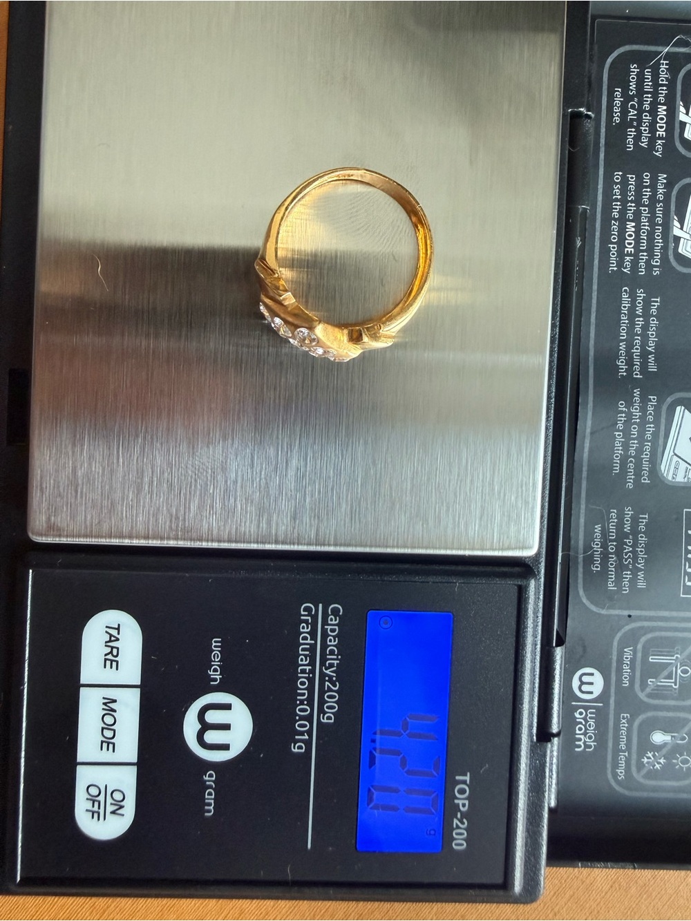 Rare 21k Solid Gold Vintage Dubai Geometric Star Cluster Ring Size 7.75 - 4.20g - Picture 11 of 12